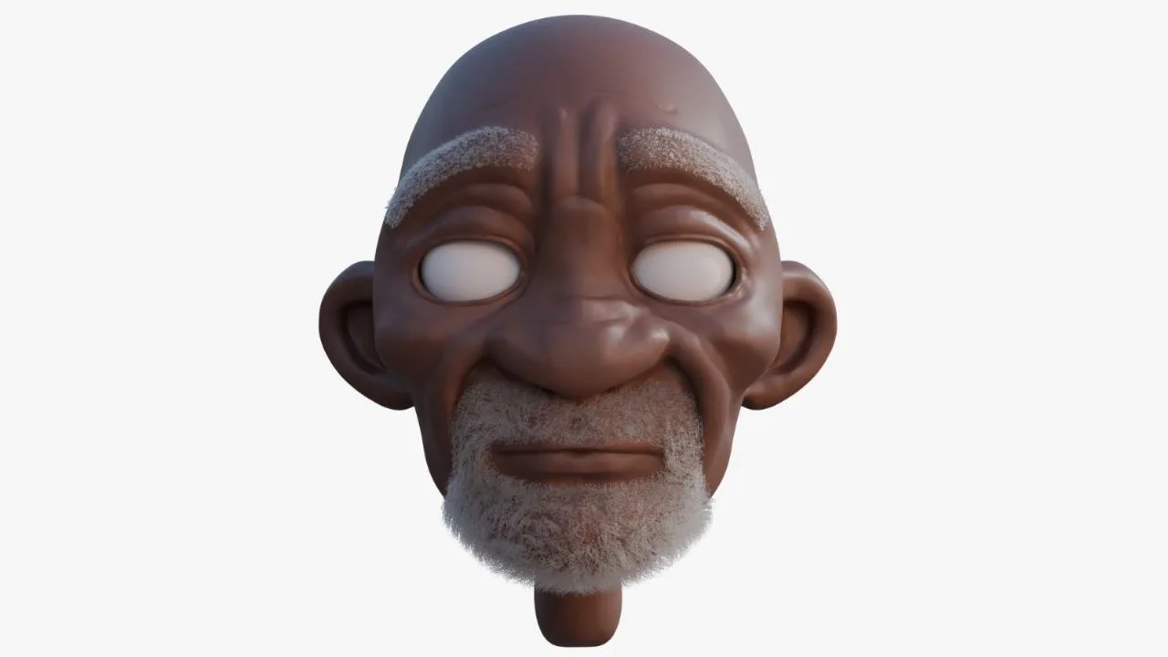 Sculpted elder with groomed beard and brows